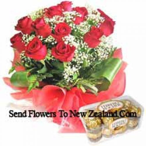 11 Red Roses with Yummy 16 Pcs Ferrero Rochers