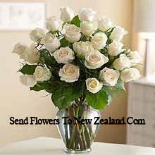 Ravishing 25 White Roses