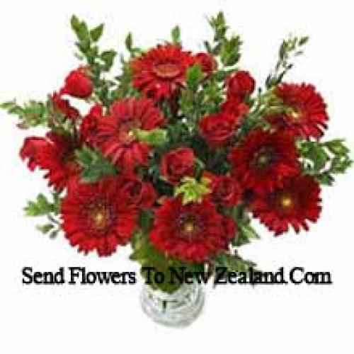 Cute Roses and Gerberas in Vase