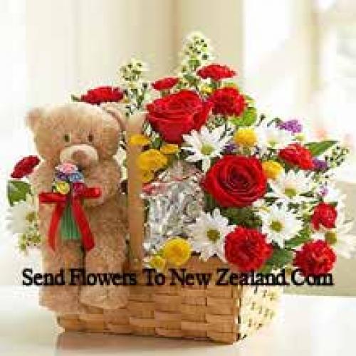 Flores Variadas Adorables con Lindo Oso de Peluche