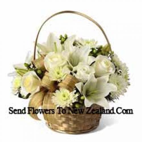 Basket of Assorted White Flowers